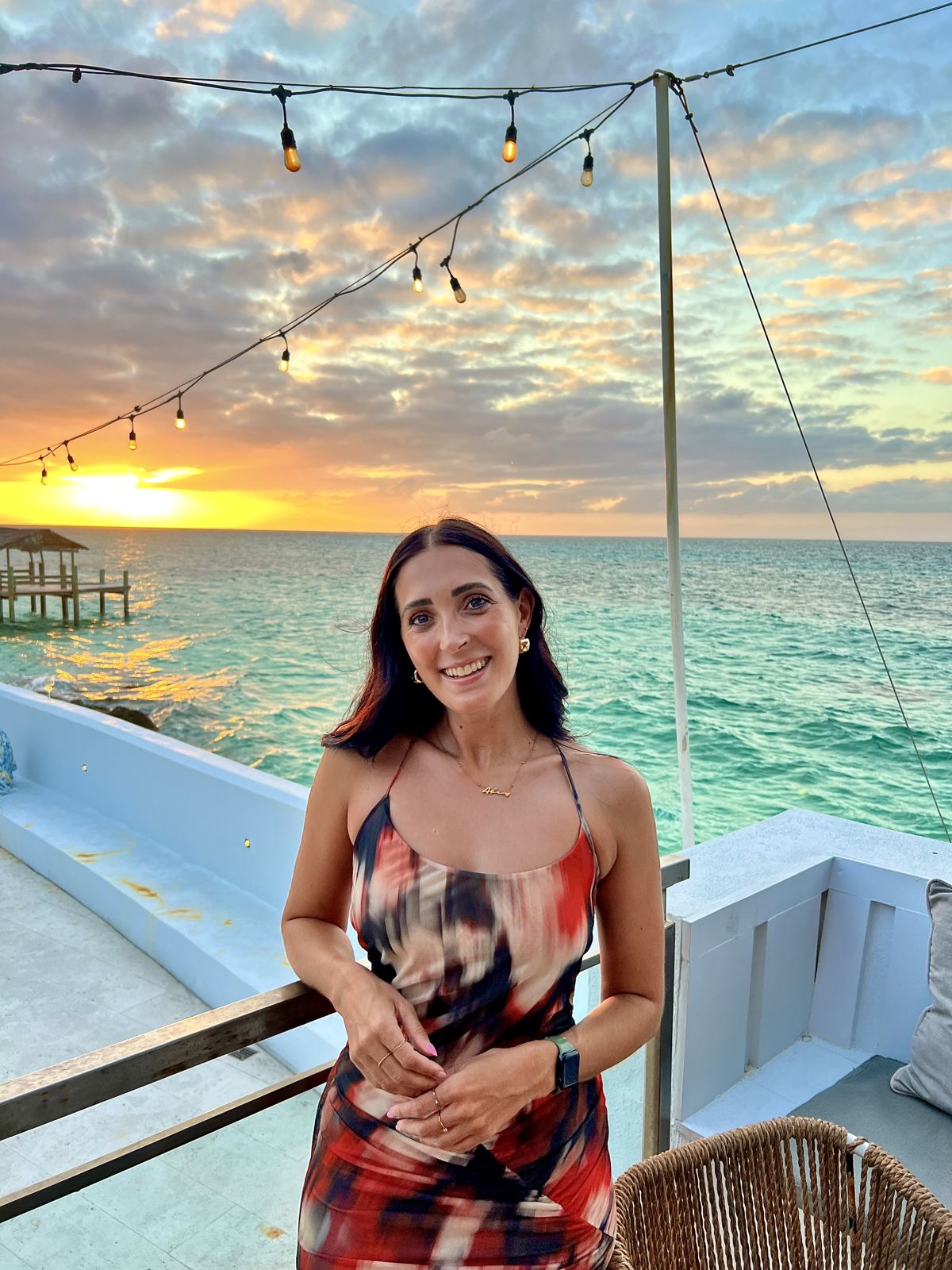 Abi watching the sunset abroad